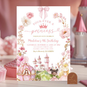 Rosa Bow Coquette Princess 4e födelsedagen Inbjudningar