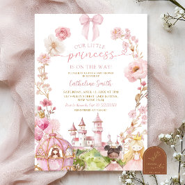 Rosa Bow Coquette Princess Kingdom Baby Shower Inbjudningar