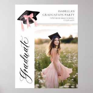 Rosa Bow Coquette Studentmössa Student Välkommen Poster