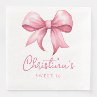 Rosa Bow Coquette Sweet 16 Pappersservett