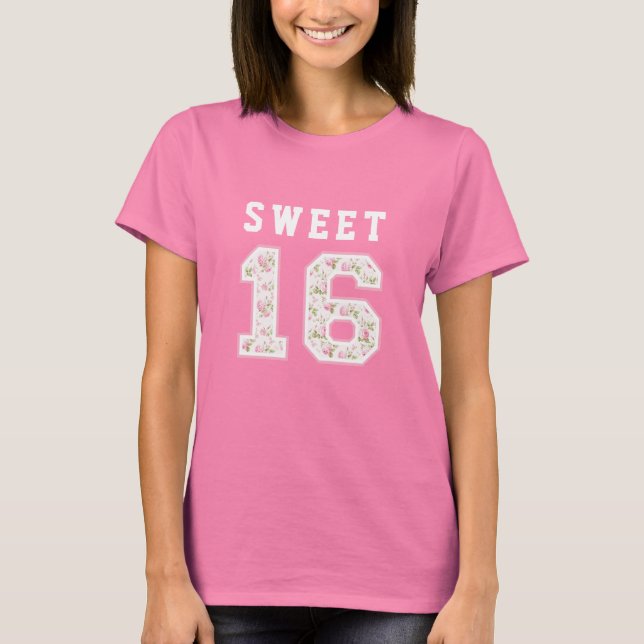 Rosa Bow Coquette Sweet 16 Universiteten T Shirt (Framsida)
