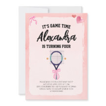 Rosa Bow Coquette Tennis Födelsedagsfest