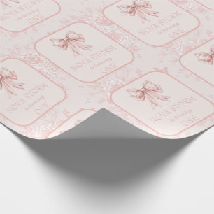 Rosa Bow Coquette Toile Milestone Anpassningsbar B Presentpapper