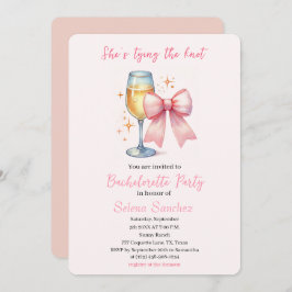 Rosa Bow Coquette Watercolor Bachelorette Party Inbjudningar