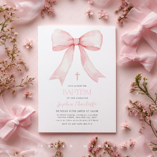 Rosa Bow Corquette Gifter sig Möhippa in Inbjudningar