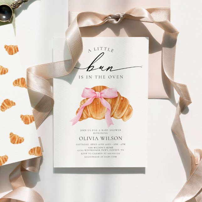 Rosa Bow Croissant Baby Shower Inbjudningar (Skapare uppladdad)