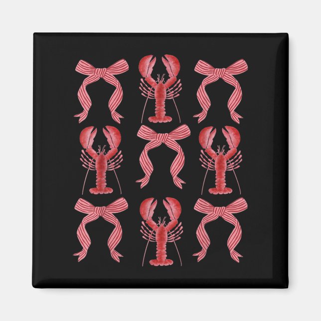 Rosa Bow Cute Coquette Kräftor Y2k Clean Girl Aes Magnet (Framsidan)