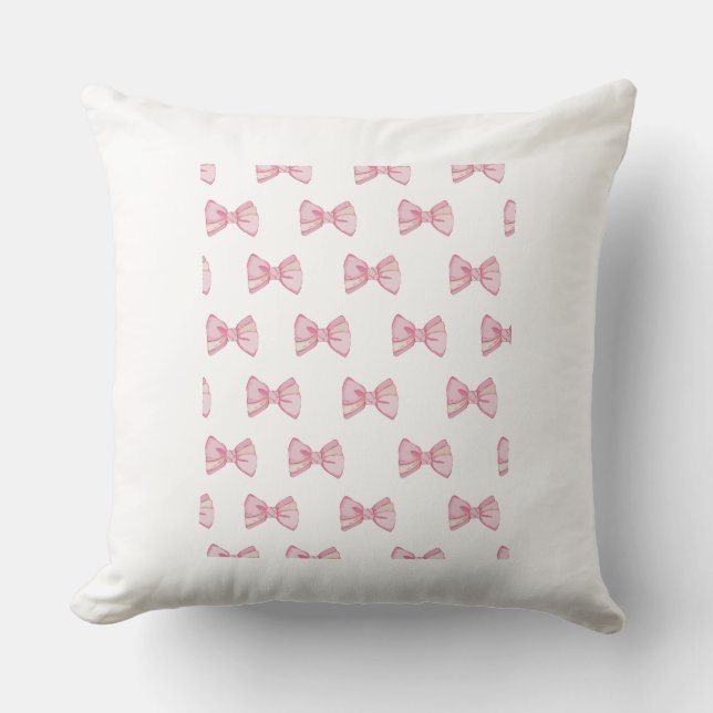 Rosa Bow Dekorativ kudde - Coquette Room Decor (Framsida)