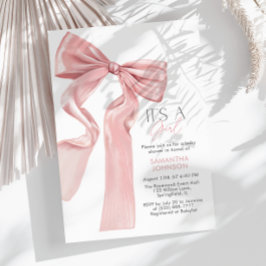 Rosa Bow Det är en babystötare för flickor Inbjudningar