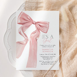 Rosa Bow Det är en babystötare för flickor Inbjudningar
