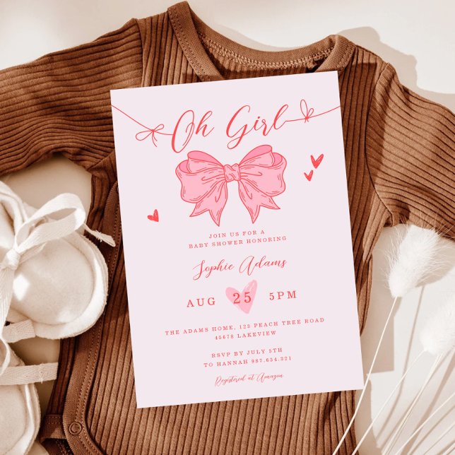 Rosa Bow.. Det är en flicka Baby Shower Inbjudningar (Skapare uppladdad)