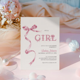 Rosa Bow.. Det är en liten babystötare Inbjudningar