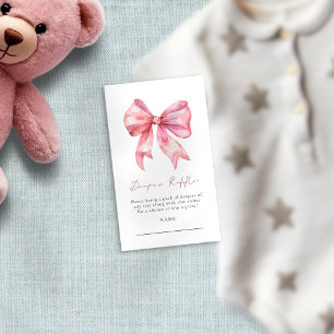 Rosa Bow Diaper Raffle Baby Shower Tilläggskort