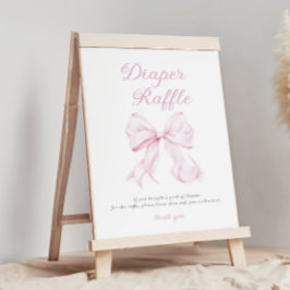 Rosa Bow Diaper Raffle Bord-tecken Poster
