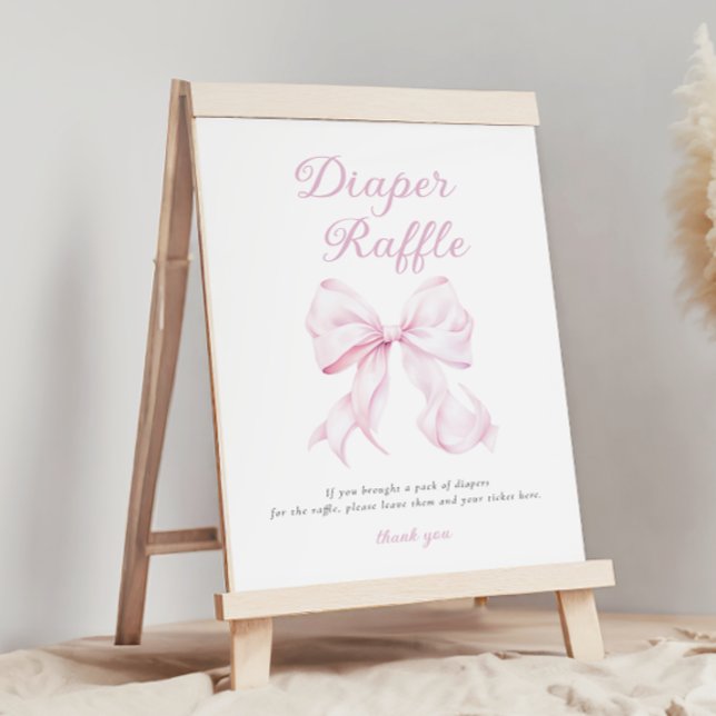 Rosa Bow Diaper Raffle Bord-tecken Poster (Skapare uppladdad)