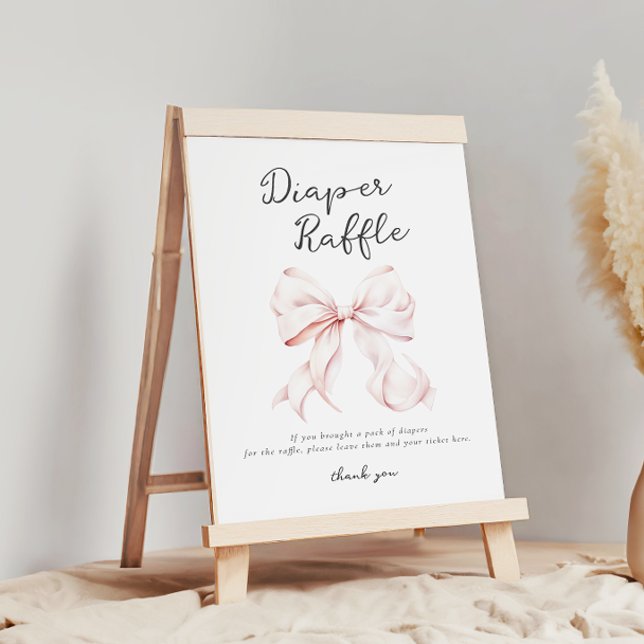 Rosa Bow Diaper Raffle Bord-tecken Poster (Skapare uppladdad)