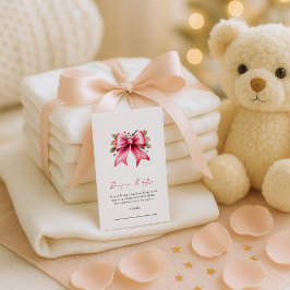 Rosa Bow Diaper Raffle jul Baby Shower Tilläggskort