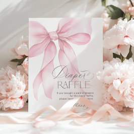 Rosa Bow Diaper Raffle minimalist Baby dusch Poster