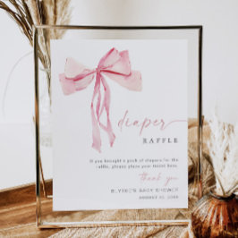 Rosa Bow Diaper Raffle Sign Coquette Girl  Poster