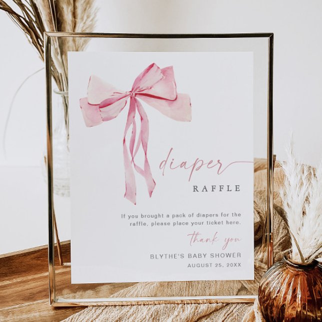 Rosa Bow Diaper Raffle Sign Coquette Girl  Poster (Skapare uppladdad)