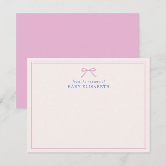 Rosa Bow, dubbla ram, från förskolan i Inbjudningar (Fram/baksida)