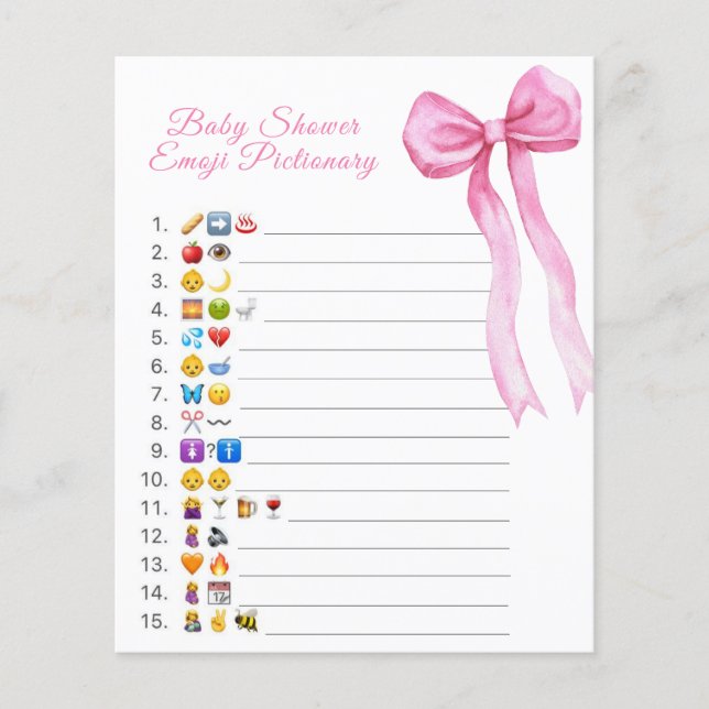 Rosa bow duscha emoji Pictionary-spel (Framsida)
