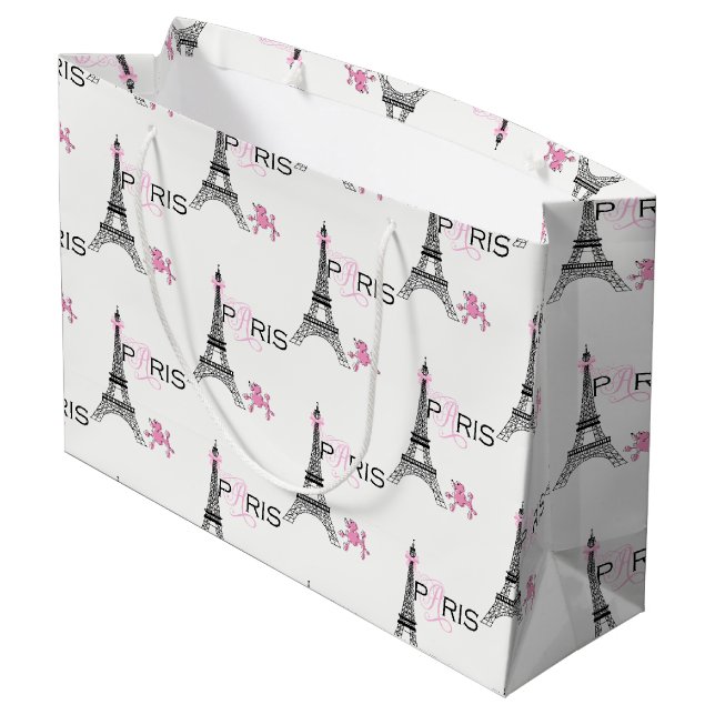 Rosa Bow Eiffel Torn Paris Frankrike Pudel Chic (Baksidan Vinklad)