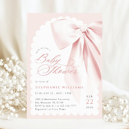 Rosa Bow Elegant Baby Shower Inbjudningar