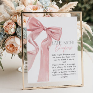 Rosa Bow Elegant Coquette Late Night Diables Poster