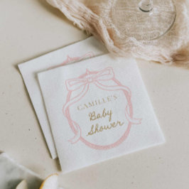 Rosa Bow Elegant Girl Baby Shower Pappersservett