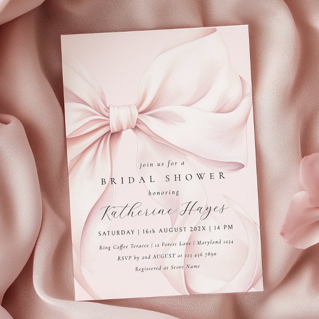 Rosa Bow Elegant Möhippa Inbjudningar (Skapare uppladdad)