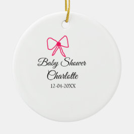 ROSA BOW ENMPLE BABY SHOWER ADD NAMN DATE MINIMIMY JULGRANSPRYDNAD KERAMIK
