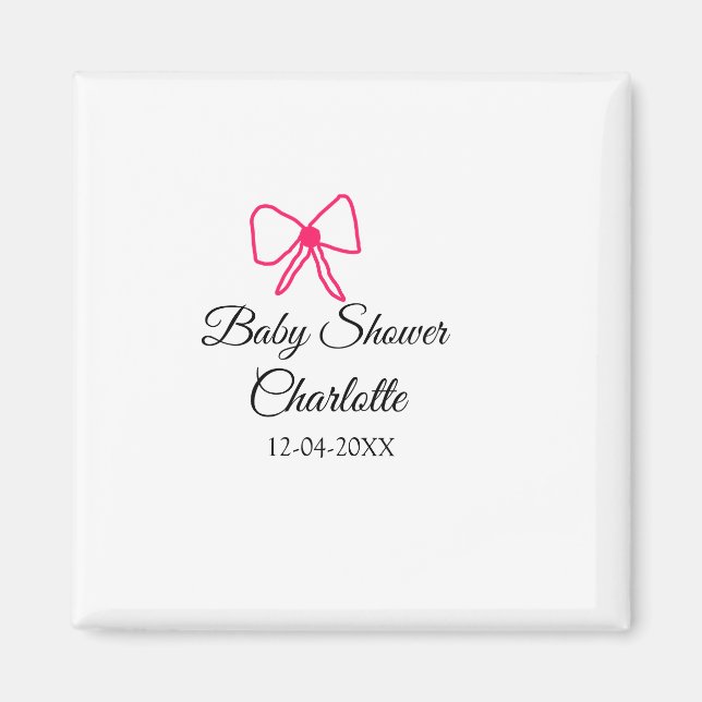ROSA BOW ENMPLE BABY SHOWER ADD NAMN DATE MINIMIMY MAGNET (Framsidan)