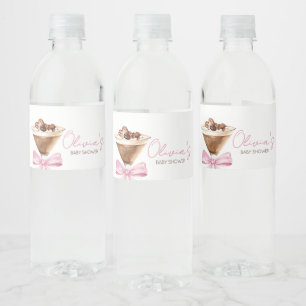 Rosa Bow Espresso Martini Baby Shower Vattenflaskor Etikett