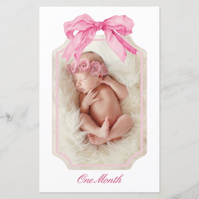 Rosa Bow Finare ONE Birthday Milestone Banner (Framsida)