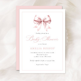  Rosa Bow Flicka Elegant Baby Shower Inbjudningar