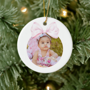 Rosa Bow Flicka Photo Ornament