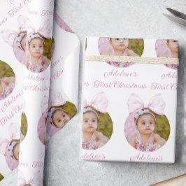 Rosa Bow Flicka Photo Wrapping Papper Presentpapper