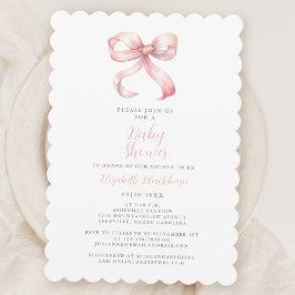 Rosa Bow Flicka Shower Coquette Girly Elegant Inbjudningar
