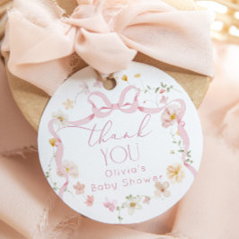 Rosa Bow florala Baby in Bloom Baby Shower Gåvor Etiketter
