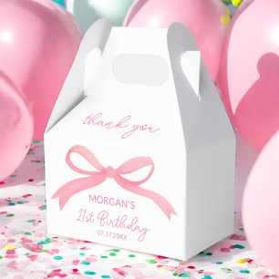 Rosa Bow Födelsedagsfest Tack Namn Presentaskar