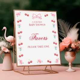 Rosa Bow för Cherry on Top Baby Shower Poster