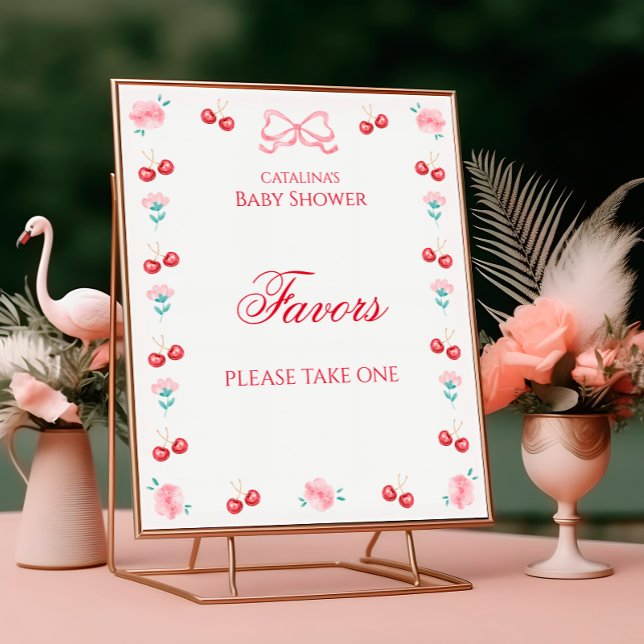 Rosa Bow för Cherry on Top Baby Shower Poster (Skapare uppladdad)