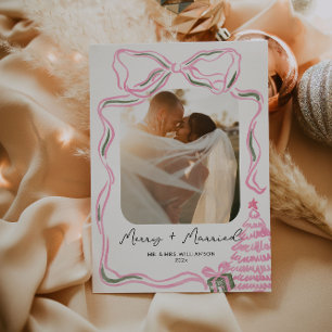 Rosa Bow för den nya första julens Vintage Julkort