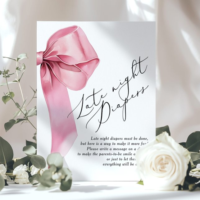 Rosa Bow för sent på natten, blöjduschspel Poster (Skapare uppladdad)