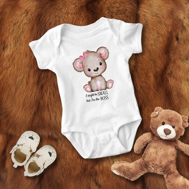 Rosa Bow för Small Chef Cute Flicka Nalle T Shirt (Skapare uppladdad)