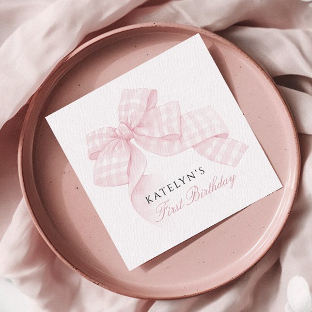 Rosa Bow första födelsedag Pappersservett (Skapare uppladdad)