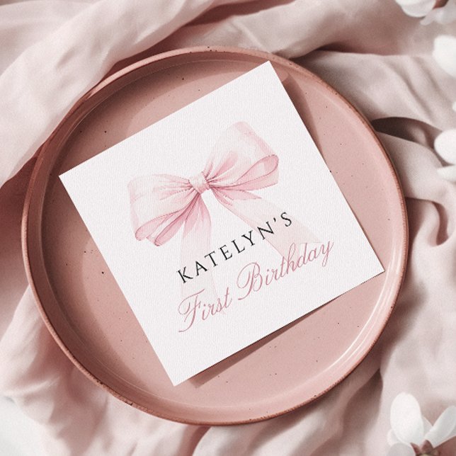  Rosa Bow första födelsedag Pappersservett (Skapare uppladdad)