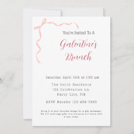 Rosa Bow Galentines Brunch-inbjudan Inbjudningar