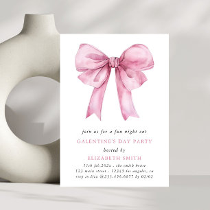 Rosa Bow Galentines Day Party-inbjudan Inbjudningar